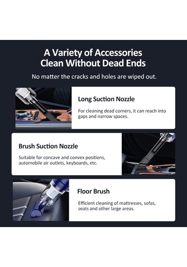 Maiyame 4000pa Güçlü Emişli 3 Ü 1 Arada Mini Elektrikli Süpürge, Led Aydınlatmalı Ve Taşınabilir 2 Nozul + 2 Fırça + Yer Fırçası + Usb Kablo