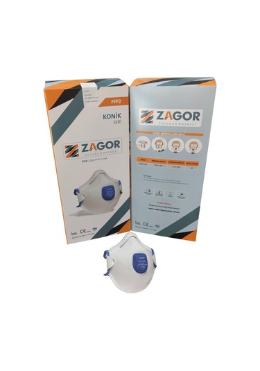 ZAGOR 2200 FFP2 V NR Konik Ventilli 20 Adet Toz Maskesi
