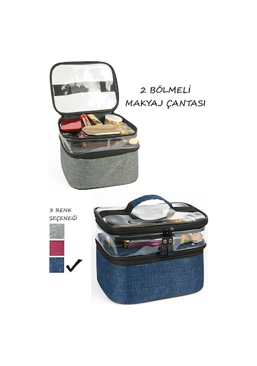 Ankaflex Çift Bölmeli Seyahat Makyaj Çantası