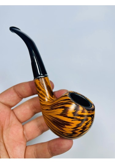 Ahşap Görünümlü Çizgili Pipo 2parça //13cm