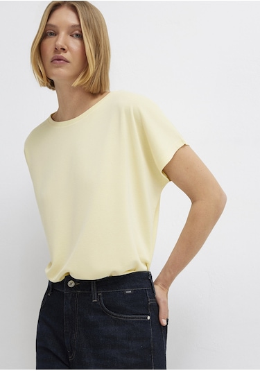 Mavi - Soft-premium Sarı Tencel Modal Karışımlı Basic Tişört 167245-84571