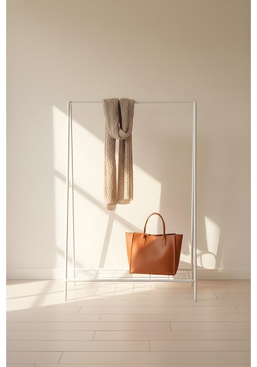 Oval Telli Beyaz Butik Askısı Konfeksiyon Askılık Elbise Askılığı Beyaz