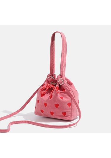 Charhp&kejnt Love Bağcıklı El Çantası Omuz Çapraz Askılı Kova Çanta Pembe