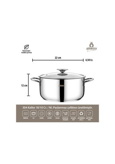 Amboss Cool 10 Parça Indüksiyon Uyumlu Paslanmaz Çelik Tencere Seti Gümüş