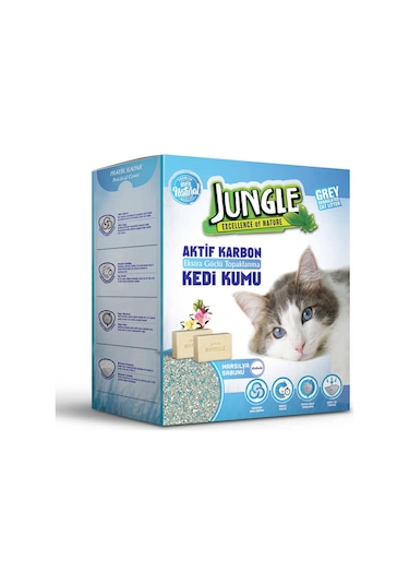 Jungle Aktif Karbon Grey Marsilya Sabunu Kokulu Kedi Kumu 6 L