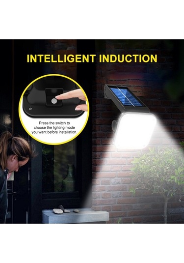 Novahub Güneş Enerjili Döner Bahçe Duvar Lambası, 3 Işık Modu, Ip65 Su Geçirmez, 54 Smd Siyah, Sensörlü Led Aydınlatma Siyah