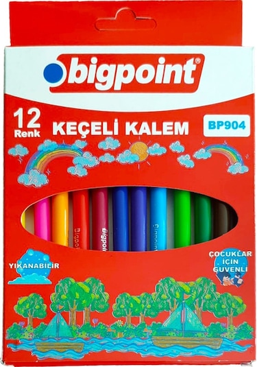 Bigpoint Keçeli Kalem 12'li Set Karton Kutulu X 12 Set
