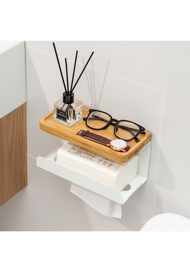 Wondernest Tuvalet Rafı, Monte Linen Kağıt Havluluk, Duvara Çivisiz Kurulum Beyaz Banyo Organizer Beyaz