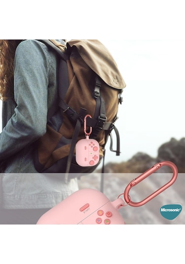 Microsonic Aipods Uyumlu 4 Kılıf Cartoon Figürlü Silikon Retro Gameboy Pembe