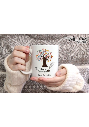 Türkçe Öğretmeni Temalı Kişiye Özel Seramik Kupa Bardak Beyaz