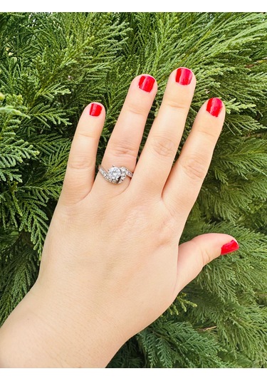 925 Ayar Gümüş Yüzük Alyans Parlak Zirkon Taşlı