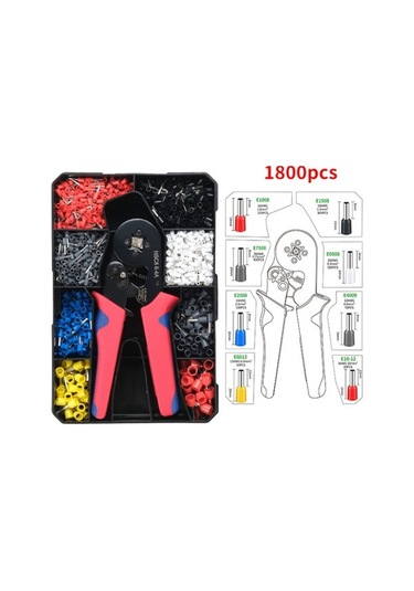 Didadodo 1800 Adet/takım Tüp Tipi Terminal Bloğu Sıkma Pensesi Seti Plastik Kutu, Kullanışlı Aksesuarlar