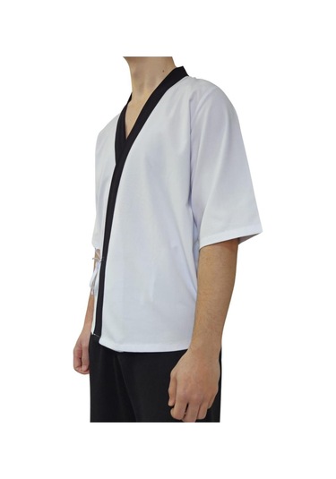Formteks Sushi Şef Kimono Ceketi Beyaz Siyah Kırmızı