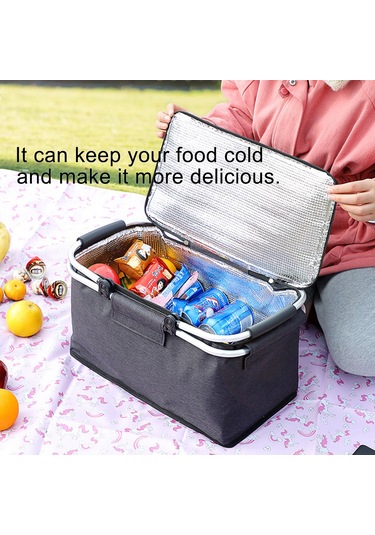 Lemestar 30l Büyük Kapasiteli Kırmızı Isıtıcı/soğutucu Piknik Sepeti - Dışarıda Yemek Taşıma, Su Geçirmez, Dayanıklı Alüminyum Çerçeve Çok Renkli