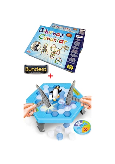 Penguen Buz Oyunu Buz Kırma + Süper Bambu Çubuklar Sihirbaz Çubuklar Xl Süper Ikili Set