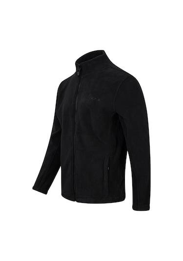 2as Saka Tam Fermuarlı Erkek Polar Sweatshirt Siyah 001