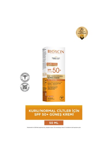 Bioxcin Sun Care Spf 50 Çok Yüksek Korumalı Güneş Kremi 50 ml Kuru Ve Normal Cilt - Kolajen Hyaluronik Asit