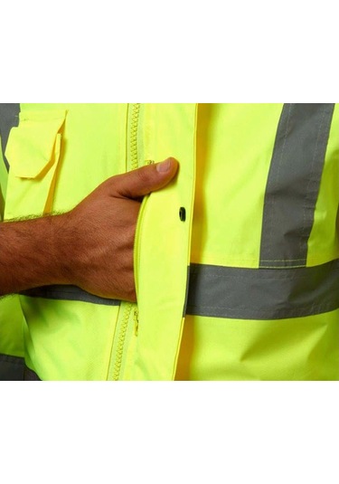 Junıor Jn1003 Fosforlu Oxford 5+1 İçi Çıkmalı Parka Sarı M Beden Lacivert-Sarı