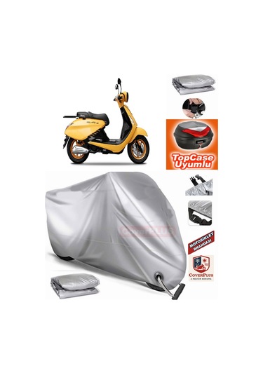 Coverplus Yuki Gelato 150 Branda Topcase Arka Çanta Uyumlu Motor Brandası Kilit Uyumlu