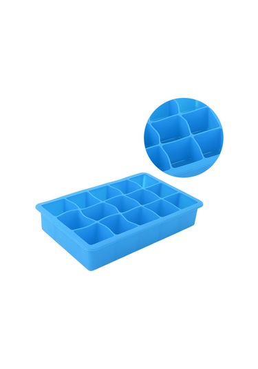 Hangfox Mutfak Ve Bar İçin 15 Bölmeli Silikon Buzluk, Yemek-gıda Dondurucu Kalıbı, Yiyecek Dereceli, Esnek Ve Dayanıklı, Mavi Çok Renkli