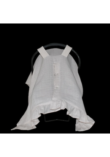 Pamuk Müslin Kumaş Puset Örtüsü Çıt Çıt Ve Fırfır Desenli Kum Rengi