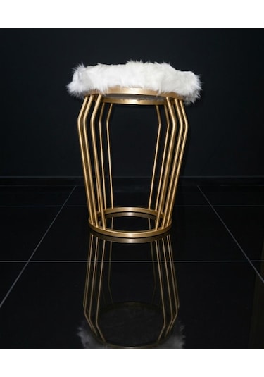 Wersace Gold Beyaz Peluş Puf