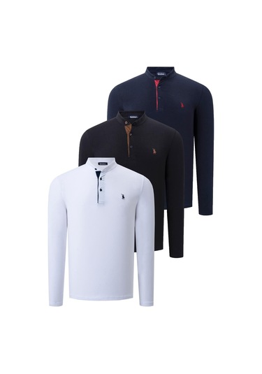 Üçlü Set V4009 Dewberry Erkek Sweatshırt-siyah-beyaz-lacivert Siyah-beyaz-lacivert