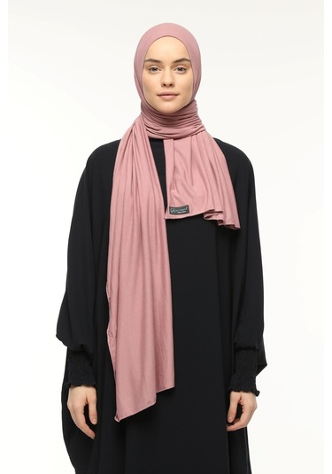 Tesettür Penye Şal Düz Toz Pembe