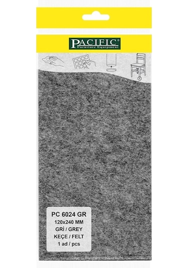 Gri Pacıfıc Yapışkanlı Keçe - 120mm X 240mm
