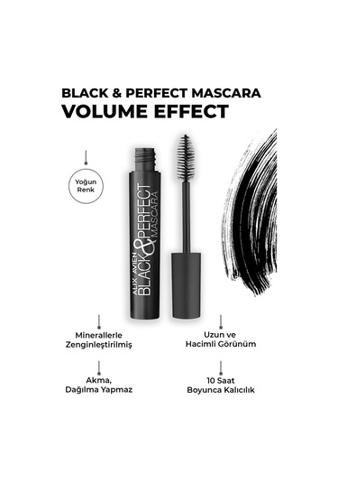 Alix Avien Black & Perfect Mascara Hacim Veren Etkisiyle Kıvrımlı Kirpikler