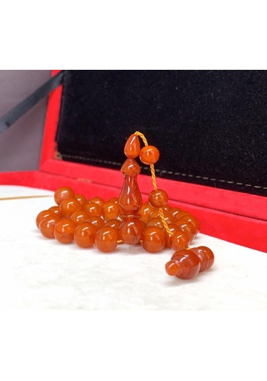 Turuncu Küre Model Sıkma Kehribar Tesbih