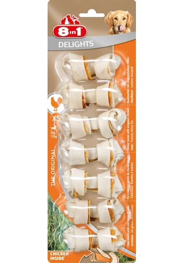 8in1 Delights Bones XS Tavuklu Köpek Ağız Bakım Kemiği 7'li 84 G