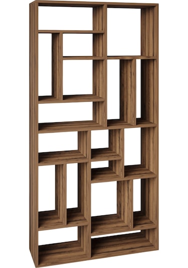 Nicola Kitaplık 18 Raflı, Modern Kütüphane Antik Ceviz