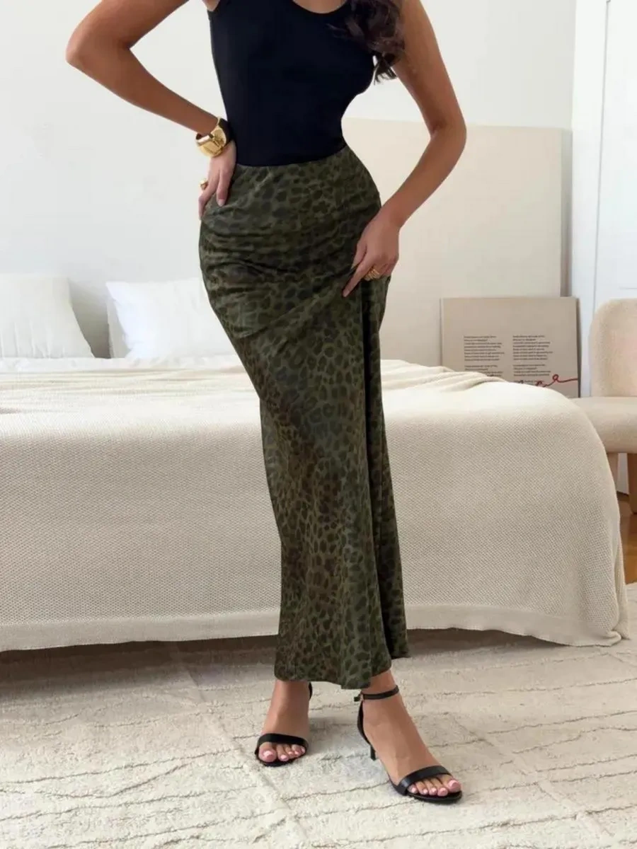 Jelıka Saten Maksi Etek 439003907 Leopar