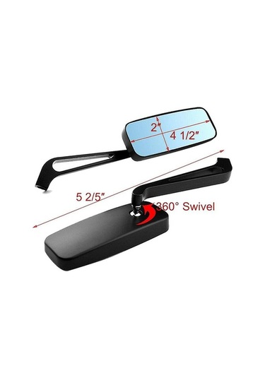 Fortunelane Chopper İçin Klasik Mavi Dumanlı Cam Yan Aynalar, Alüminyum/siyah, Ayarlanabilir, Cruiser Uyumlu