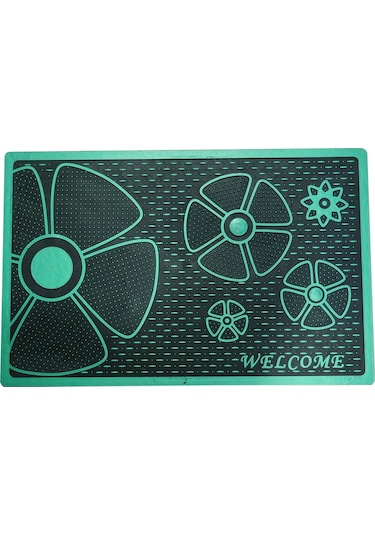 Welcome Yazılı Çiçek Desenli Kauçuk Kapı Önü Paspası (507917497)