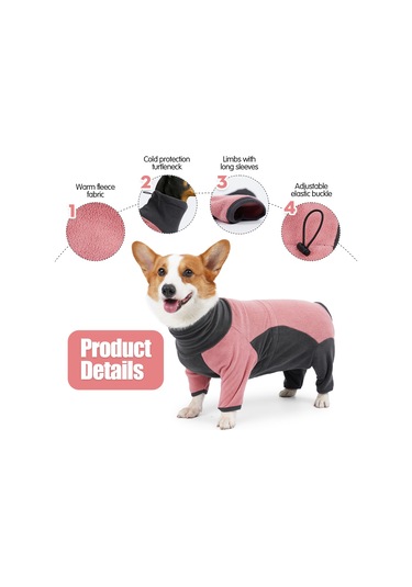 Geeksen Kışlık Köpek Kazak, Isı Sağlayan Fleece, Turtleneck Dört Bacaklı, Ayarlanabilir Kordlu, Çok Renk Ve Beden Seçeneği Ya002f031