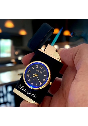 İsme Özel Kartal Logolu Turbo Jet Işıklı Saatli Çakmak