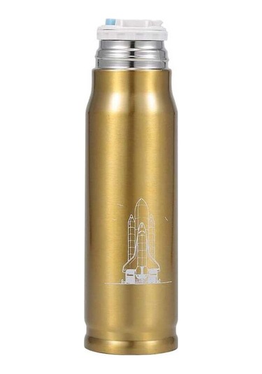 Ebitda Paslanmaz Çelik 500ml Vakumlu Su Şişesi - Seyahat İçin Mermi Şeklinde Altın