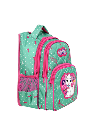 Waddell Lisanslı Mint Yeşili Kedi Desenli Emboos İlköğretim Okul Sırt Çantası Ve Beslenme Çantası