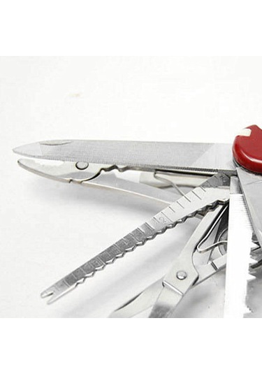 Valkyrie 17 Fonksiyonlu Outdoor İsviçre Kamp Cep Çakısı Gri - Kırmızı