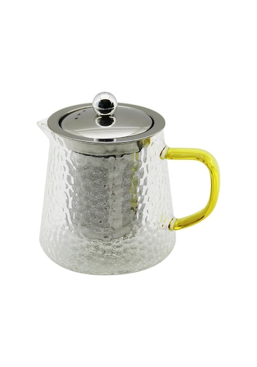 Yuvarlak Kabartmalı - Borosilikat Cam Demlik 550ml 5224 Çok Renkli