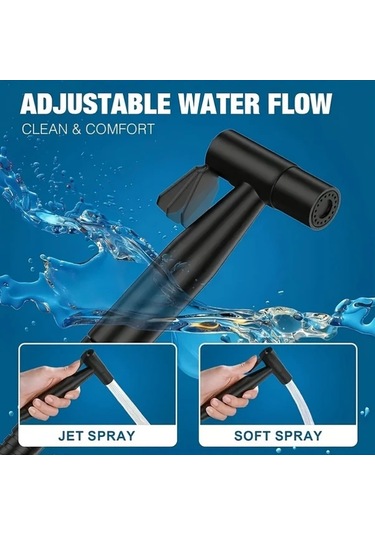 Tongdashop Siyah 59.06 İnç Hortumlu Ayarlanabilir Duş Başlığı - Çift Püskürtme Paslanmaz Çelik