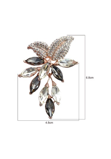 Sones Çiçekler Matkap Kristal Broş Kahverengi