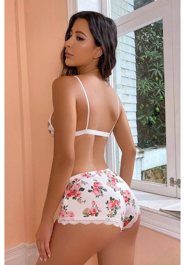 Merry See Çiçek Basklı Sütyenli Sortlu 2 Li Pijama Takımı 001