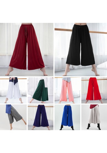 Teltree Kadın Dans Antrenman Pantolonu - Geniş Paça, Esnek Bel, Yumuşak Polyester, 92cm Uzunluk, Yeşil Yeşil K1743 Koyu Yeşil