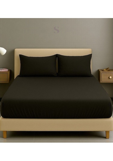 Shules Collection Siyah Çift Kişilik Çarşaf+yastık Seti %100 Pamuk Turuncu