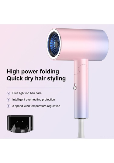 Skycity 1900w Ev Ve Seyahat Kullanıma Uygun Katlanabilir Saç Kurutucu - Akıllı Sıcaklık Kontrolü, Mavi Işık Saç Koruma, 3 Ayar Güçlü/yumuşak Rüzgar, Isı - Beyaz, Avrupa Standartı 220-240v