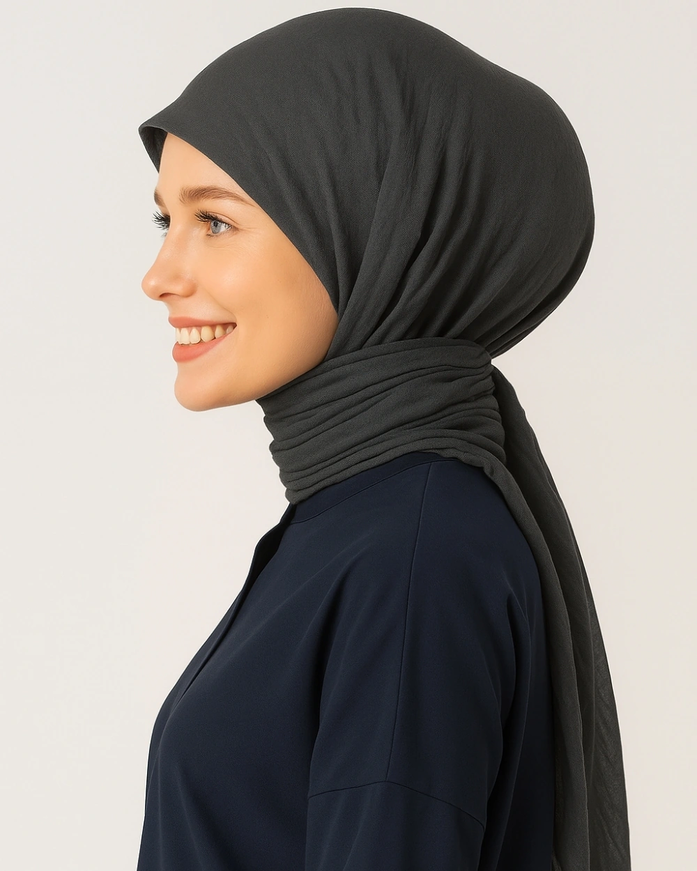 Konfor Eşarp 195x85 Cm 4 Mevsim Kullanım Terletmez, Kaymaz, Pamuk Polyester Karışımlı Rahat Eşarp Antrasit