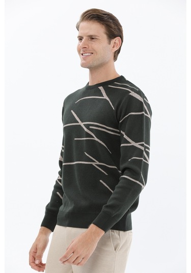 Finesuits Erkek Desenli Kazak 2422201028.dsoyr Haki